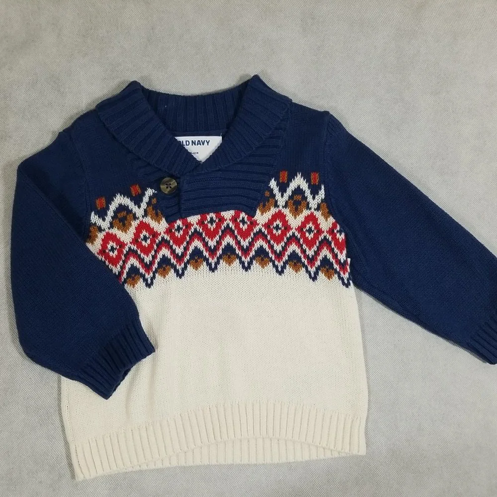 Old Navy Knit Sweater with Mock Button Neck Boys Size‎ 6-12 mo